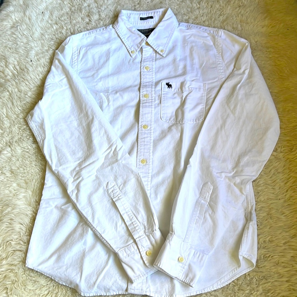 EUC - Abercrombie & Fitch Mens White Button Down Long Sleeve Shirt